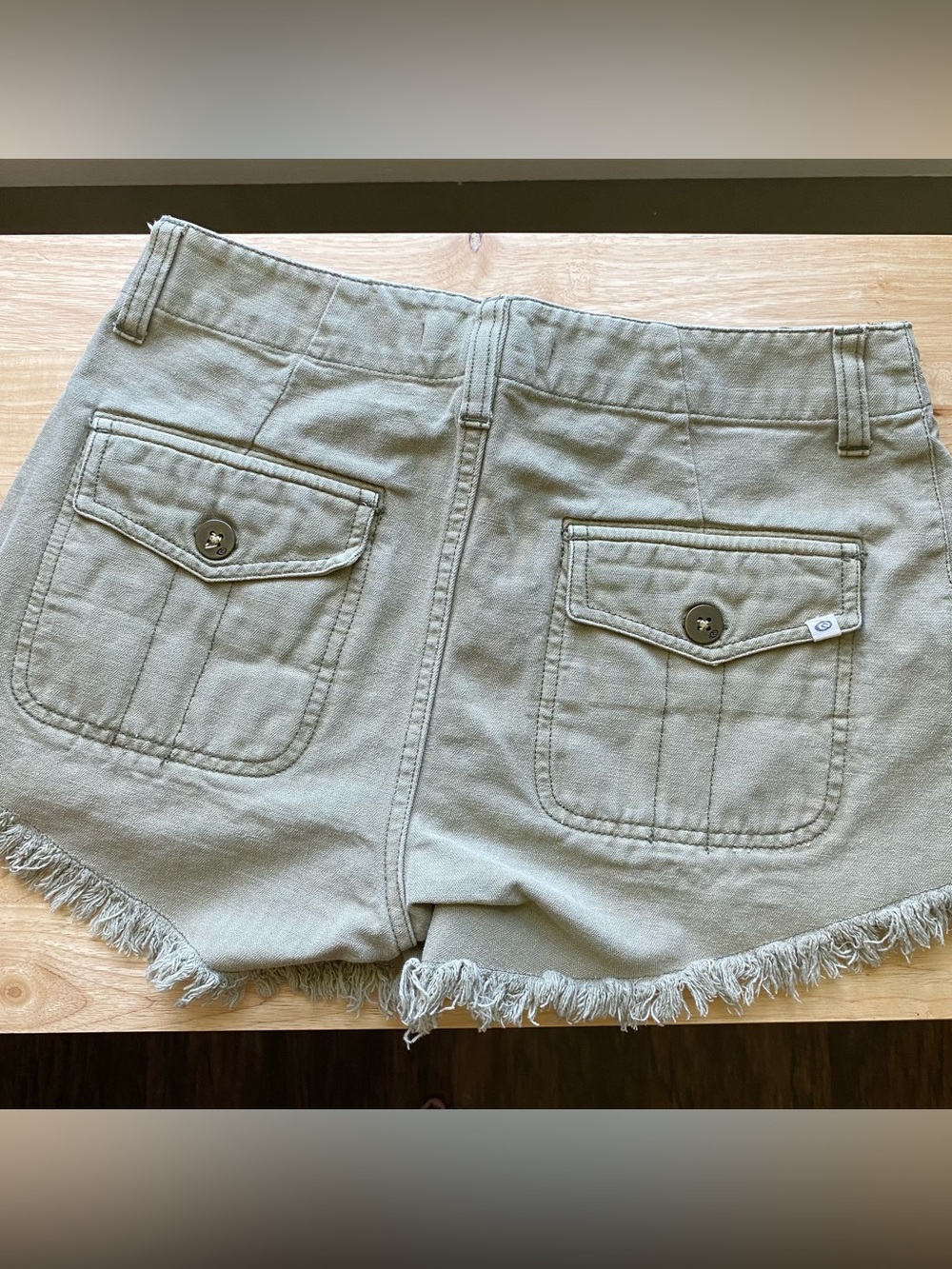 Rip Curl khaki Green cargo jean Shorts with frayed hem